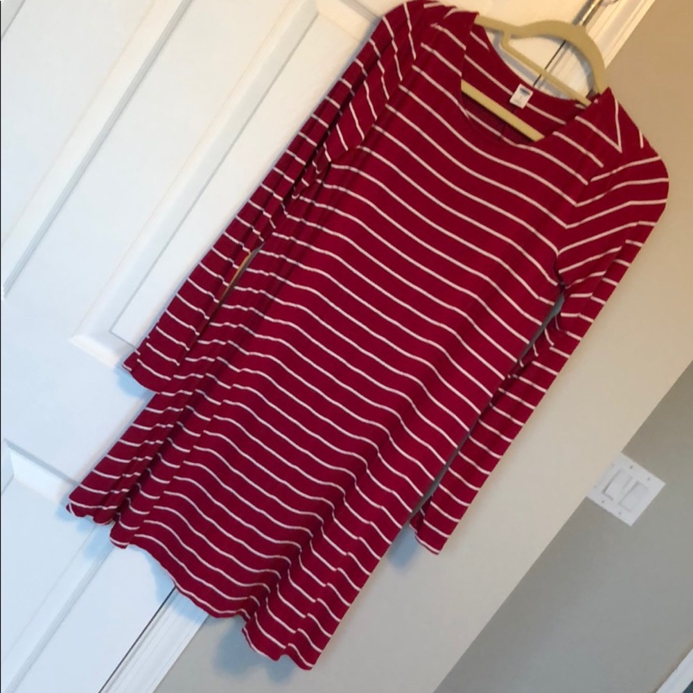 Old Navy Magenta Burgundy Striped Long Sleeve Dress